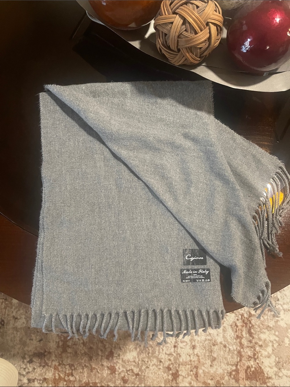 Cejon Men's Light Gray Fringed Scarf